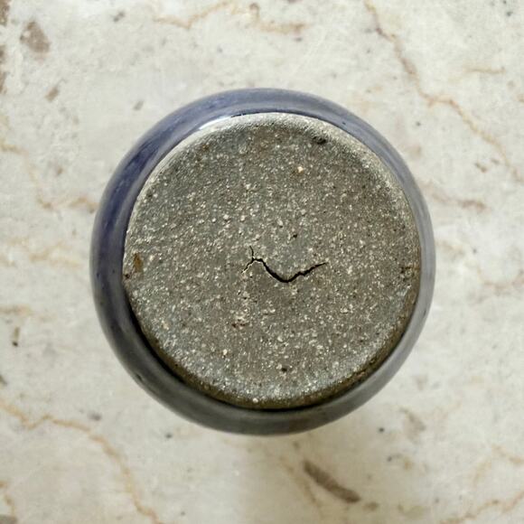 Vintage Small Round Cobalt Blue Studio Pottery Bud Vase Handcrafted Miniature - Picture 6 of 8